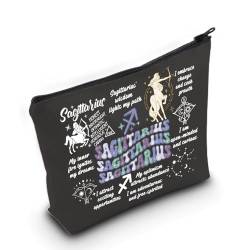 MNIGIU Sternzeichen Kosmetiktasche 12 Horoskop Astrologie Geschenk 12 Sternbilder Geschenk Astrologie Liebhaber Geschenk, SAGITTARIUS Schwarze Tasche, Small von MNIGIU