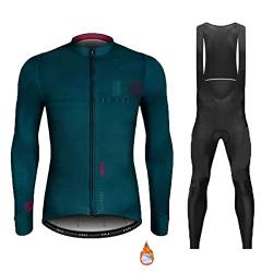 MNOI Winter-Thermo-Fleece-Radtrikot, Herren-MTB-Fahrradbekleidung mit Warmer 9D-Gel-Trägerhose,B,L von MNOI