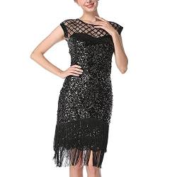 MNRIUOCII 1920s Kleid Damen Sexy V Ausschnitt Flapper Charleston Kleid 20er Jahre Retro Stil Great Gatsby Motto Party Damen Fasching Kostüm Kleid von MNRIUOCII
