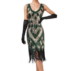 MNRIUOCII 1920s Kleid Damen Sexy V Ausschnitt Flapper Charleston Kleid 20er Jahre Retro Stil Great Gatsby Motto Party Damen Fasching Kostüm Kleid von MNRIUOCII