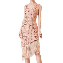 MNRIUOCII 1920s Kleid Damen Sexy V Ausschnitt Flapper Charleston Kleid 20er Jahre Retro Stil Great Gatsby Motto Party Damen Fasching Kostüm Kleid von MNRIUOCII