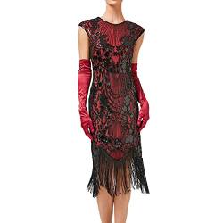 MNRIUOCII 1920s Kleid Damen Sexy V Ausschnitt Flapper Charleston Kleid 20er Jahre Retro Stil Great Gatsby Motto Party Damen Fasching Kostüm Kleid von MNRIUOCII