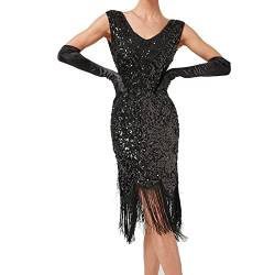 MNRIUOCII 1920s Kleid Damen Sexy V Ausschnitt Flapper Charleston Kleid 20er Jahre Retro Stil Great Gatsby Motto Party Damen Fasching Kostüm Kleid von MNRIUOCII