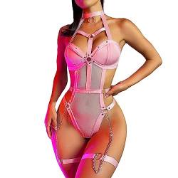 MNRIUOCII Dessous Sexy Set ReizwäSche Sexy Body Kinky Damen Bra Dessous doll Ouvert Einteilige ErotikunterwäSche Swingerclub Outfit FüR Die Frau Erotische (U2-Pink, S) von MNRIUOCII