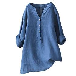 MNRIUOCII Musselin Bluse Damen Weiß Leinenbluse Sommer Große Größen Hemdbluse Leinen Elegant Longbluse Blusenshirt V-Ausschnitt Tuniken Damenblusen Oberteile Leinenhemd von MNRIUOCII