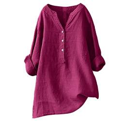 MNRIUOCII Musselin Bluse Damen Weiß Leinenbluse Sommer Große Größen Hemdbluse Leinen Elegant Longbluse Blusenshirt V-Ausschnitt Tuniken Damenblusen Oberteile Leinenhemd von MNRIUOCII