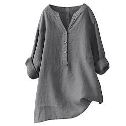 MNRIUOCII Musselin Bluse Damen Weiß Leinenbluse Sommer Große Größen Hemdbluse Leinen Elegant Longbluse Blusenshirt V-Ausschnitt Tuniken Damenblusen Oberteile Leinenhemd von MNRIUOCII