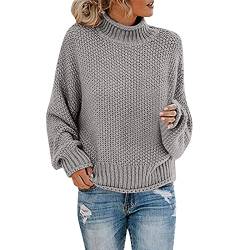 MNRIUOCII Pulli Damen Strickpulli Oversize Pullover Premium Strickpullover FledermausäRmel Langarmshirt LäSsig Sweatshirt Einfarbig Strickshirt FüR Herbst Und Winter von MNRIUOCII