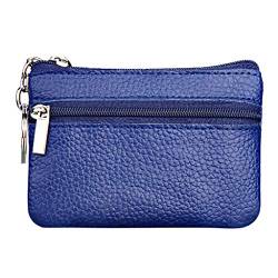 Small Small Mini-Reißverschluss Geldbörse Pouch mit Lederschlüssel Damen-Geldbörse Damen Geldbörsen Groß Schwarz (Blue, One Size) von MNRIUOCII