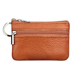 Small Small Mini-Reißverschluss Geldbörse Pouch mit Lederschlüssel Damen-Geldbörse Damen Geldbörsen Groß Schwarz (Brown, One Size) von MNRIUOCII