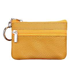 Small Small Mini-Reißverschluss Geldbörse Pouch mit Lederschlüssel Damen-Geldbörse Damen Geldbörsen Groß Schwarz (Yellow, One Size) von MNRIUOCII