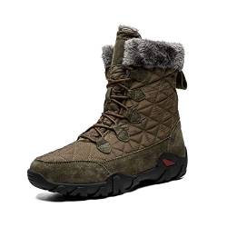 Hohe Rohr dicker Baumwolle Stiefel, Anti-Rutsch-Warm-Schnee-Aufladungen, neuer Winter-Outdoor Wandern und Wandern Cotton Schuhe, Männer lange Stiefel Schneeschuhe,Army green,42 von MNSSRN-MM