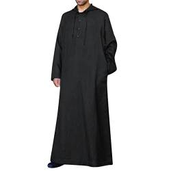 MNSWR Muslim Saudi-arabien Normallack Standplatz Kragen Robe Shirt Lange Ärmel Islamische Kleidung Einfarbig Herren Islamische Kostüm - Casual Vintage Herren Muslim Robe Gebetskleidung von MNSWR