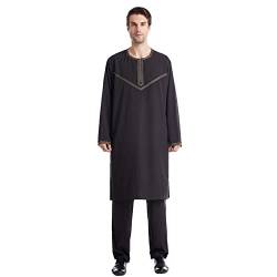 MNSWR Muslimische Kleider Herren Lange Ärmel Islamische Kleidung Einfarbig Herren Muslim Kaftan Islamische Ethnische Kleidung Für Männer Islamisch Kleidung Zum Männer Muslim Muslimische von MNSWR