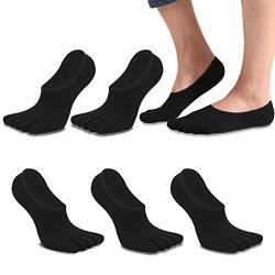 MOAMUN 5 Paare Männer Zehen Socken Low Cut fünf Finger Socken weichen und atmungsaktiven niedrig geschnittene Baumwollsocken für Männer (Black Liner) von MOAMUN