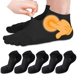 MOAMUN 5 Paare Männer Zehen Socken Low Cut fünf Finger Socken weichen und atmungsaktiven niedrig geschnittene Baumwollsocken für Männer (Schwarz-5) - Upgrade von MOAMUN