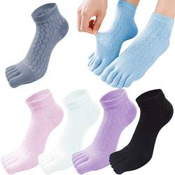 MOAMUN 6 Paare Womens Five Finger Toe Socken für Frauen Mädchen, Damen Casual Socken Baumwolle Low Cut Söckchen Soft & Breathable Größe 39-44 (Mischen) von MOAMUN