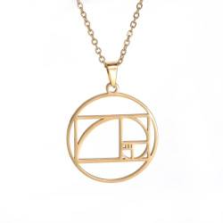 MOBSAN Halskette Hohle Linie, quadratischer Kreis, halbes Herz, Anhänger, einfacher Stil, geometrische Halskette Party Geschenk von MOBSAN