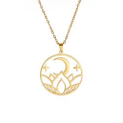 MOBSAN Halskette Hohler Ring, Lotus-Mond-Anhänger, feminine, vielseitige Halskette Party Geschenk von MOBSAN