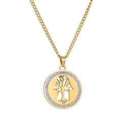 MOBSAN Halskette Palmenförmige hohle Baum-Punkt-Diamant-Halskette, personalisierte trendige Punkt-Diamant-Baum-Anhänger-Halskette Party Geschenk von MOBSAN