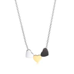 MOBSAN Halskette Personalisierte einfache dreifarbige herzförmige Halskette, Liebesschlüsselbeinkette Party Geschenk von MOBSAN