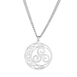 MOBSAN Halskette Schmuck Tangent Circle Triple Spiral Keltischer Knoten-Anhänger-Halskette Party Geschenk von MOBSAN