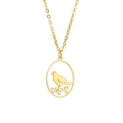 MOBSAN Halskette Tier-Halskette, hohler ovaler Vogel-Anhänger, personalisierte Halskette Party Geschenk von MOBSAN