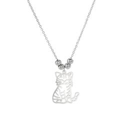 MOBSAN Halskette Trendige Persönlichkeit Cartoon niedliche einfache Zeichnung hohle Tabby-Katze-Anhänger-Halskette Party Geschenk von MOBSAN