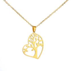 MOBSAN Halskette Unregelmäßige Liebe Baum Anhänger Damen Herz Form Halskette Welt Baum Anhänger Retro Schmuck Party Geschenk von MOBSAN