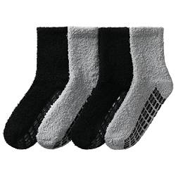 MOCOCITO 4 Paare Socken Herren aus Coral-Fleece, Flauschige Kuschelsocken, Weiche Bequeme Winter Dicke Socken Warme Bettsocken, Lustige socken, Größe Geeignet für Herren 40 bis 44 von MOCOCITO