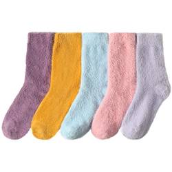 MOCOCITO 5 Paare Thermo-Socken Damen/Herren, Flauschige Kuschelsocken, Weiche Bequeme Winter Dicke Socken Warme Bettsocken, Lustige socken, Größe 36-44-A von MOCOCITO