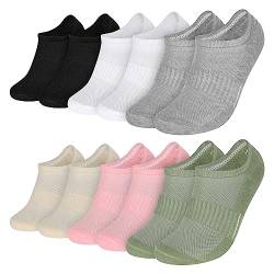 MOCOCITO 6 Paar Sneaker Socken Damen 35-38, Füßlinge Sneakersocken, Sportsocken Damen, Unsichtbare Socken mit Rutschfest Silikon, Laufsocken, Baumwolle Kurze Socken(6 Paar MIX) von MOCOCITO