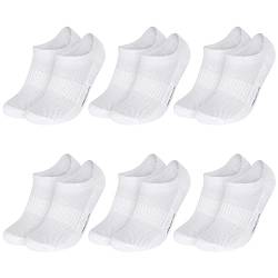 MOCOCITO 6 Paar Sneaker Socken Damen 35-38, Füßlinge Sneakersocken, Sportsocken Damen, Unsichtbare Socken mit Rutschfest Silikon, Laufsocken, Baumwolle Kurze Socken(6 Paar Weiß) von MOCOCITO