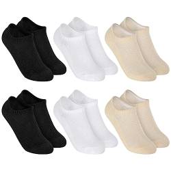 MOCOCITO 6 Paar Sneaker Socken Damen 39-42, Füßlinge Sneakersocken, Sportsocken Damen, Unsichtbare Socken mit Rutschfest Silikon, Laufsocken, Baumwolle Kurze Socken(6 Paar MIX) von MOCOCITO