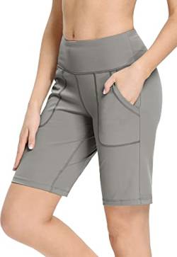 MOCOLY Damen Yoga Shorts Gym Fitnes Sport Shorts Atmungsaktive Running Sweat Shorts Laufshorts Radlershorts Sweatshorts Kurz High-Waist Yoga Hosen mit Taschen von MOCOLY