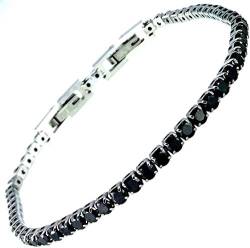 Tennisarmband schwarz Dicke 3 mm Swarovski-Kristalle aus Edelstahl handgefertigt Made in Italy von MODA MavillA