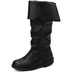 Chic Medival Renaissance Piraten Boot Männer Western Boot Ritter Boot Cosplay Boot(39, Black) von MODADA