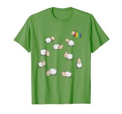 Buntes Regenbogen Schaf I Schaf Team I Statement Fun T-Shirt von MODARTIS - Fun Cartoon Schafe T-Shirts I Geschenke