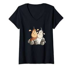 Damen Zwei Schäfchen T Shirt I Tiermotiv Schaf T-Shirt I Fun T-Shirt mit V-Ausschnitt von MODARTIS - Fun Cartoon Schafe T-Shirts I Geschenke