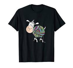 Wolle Schaf I Schaf Wollknäuel Comic I Stricken Fun T-Shirt von MODARTIS - Fun Cartoon Schafe T-Shirts I Geschenke