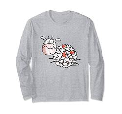 Wolliges Schaf mit Herz I Schaf Fun Design I Schäfchen Langarmshirt von MODARTIS - Fun Cartoon Schafe T-Shirts I Geschenke