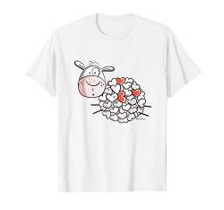 Wolliges Schaf mit Herz I Schaf Fun Design I Schäfchen T-Shirt von MODARTIS - Fun Cartoon Schafe T-Shirts I Geschenke