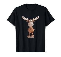 Crazy Elch T Shirt I Hirsch Rentier Funshirt Tiermotiv T-Shirt von MODARTIS - Lustige Cartoon Fun T-Shirts