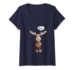 Damen Öhmmm Elch T Shirt I Hirsch Rentier Tierdruck Tiermotiv T-Shirt mit V-Ausschnitt von MODARTIS - Lustige Cartoon Fun T-Shirts