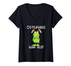 Damen Osterhase War Aus Frosch Im Hasen Kostüm T-Shirt mit V-Ausschnitt von MODARTIS - Lustige Cartoon Fun T-Shirts