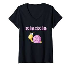 Damen Schneckchen Tshirt I Schnecken T Shirt I Schnecke Funshirt T-Shirt mit V-Ausschnitt von MODARTIS - Lustige Cartoon Fun T-Shirts