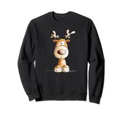 Happy Rentier I Hirsch Wildtier Elch Weihnachten Fun Sweatshirt von MODARTIS - Lustige Cartoon Fun T-Shirts