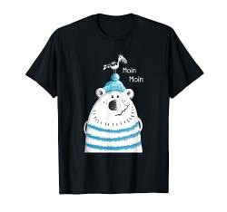 Moin Moin Seebär mit Möwe T Shirt Nordsee Norddeutschland von MODARTIS - Lustige Cartoon Fun T-Shirts