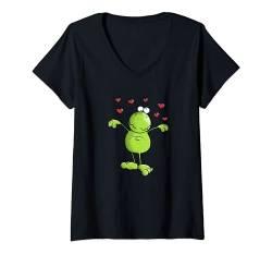 Damen Frosch In Love T-Shirt I Herz Mädchen Damen Geschenk T-Shirt mit V-Ausschnitt von MODARTIS - Lustige Frösche T-Shirts & Geschenke
