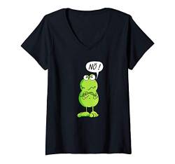 Damen Statement Frosch I Nö Fun Design I Nein Comic Spruch T-Shirt mit V-Ausschnitt von MODARTIS - Lustige Frösche T-Shirts & Geschenke